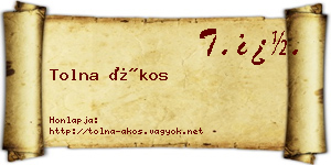 Tolna Ákos névjegykártya